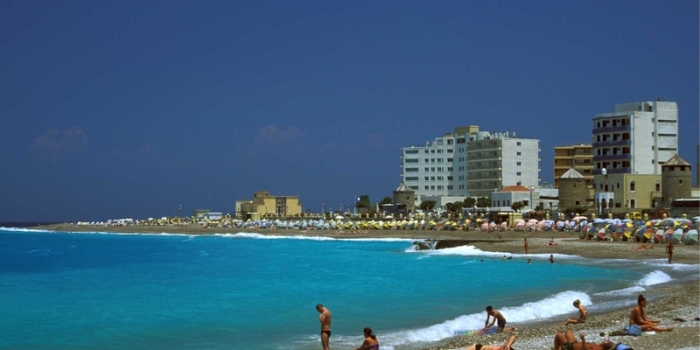 Beach in Rhodes Town Rhodes, Dodecanese, Greece, Europe ©Clairy Moustafellou /IML Image Group